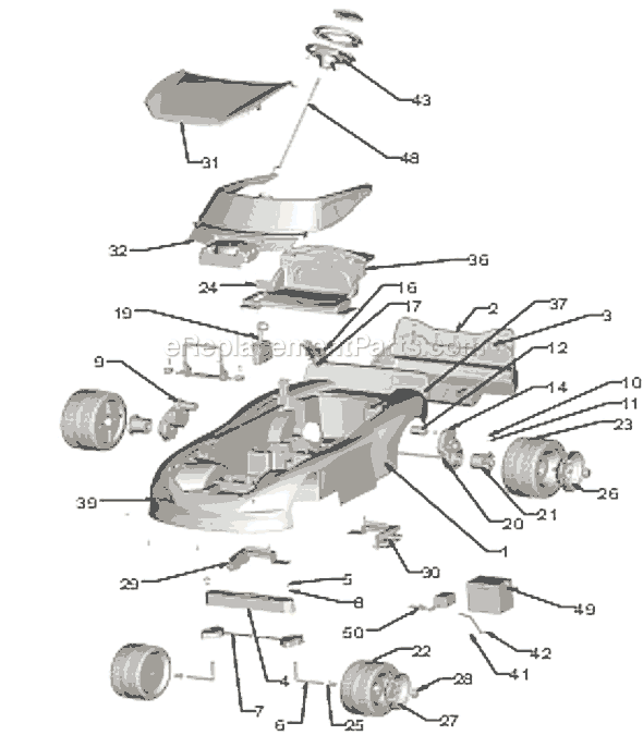 Page A Diagram and Parts List for L7823  Power Wheels Ride-On Cars
